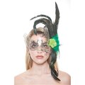 Perfectpretend Majestic Silver Swan Laser Cut Masquerade Mask with Feathers  Green Flower Arrangement One Size PE372878